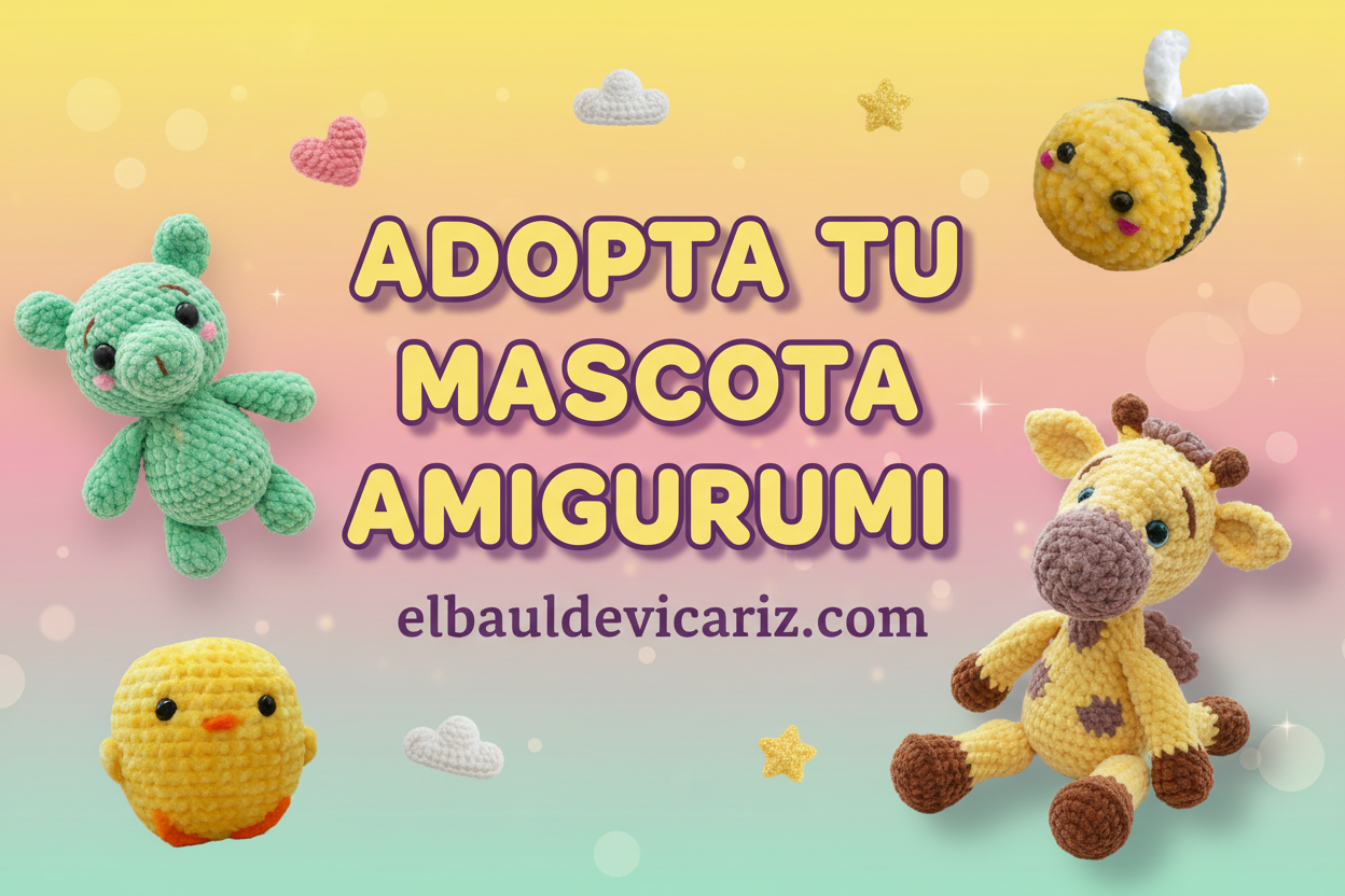Banner adopta amigurumi vibrante